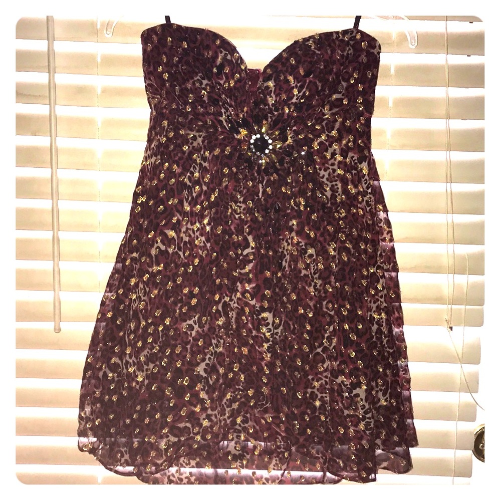 BEBE silk chiffon strapless beaded dress NWT S